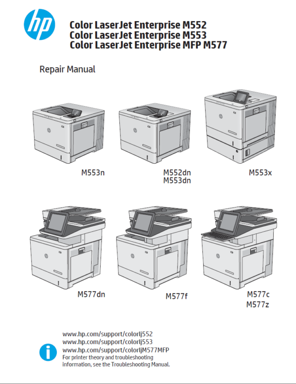 Repair Manual HP Color LaserJet Enterprise M552, M553, M577dn M577f M577c M577z MFP M577