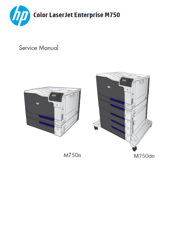 Service manual HP Color LaserJet Enterprise M750 M7505n, M750dn, M750xh