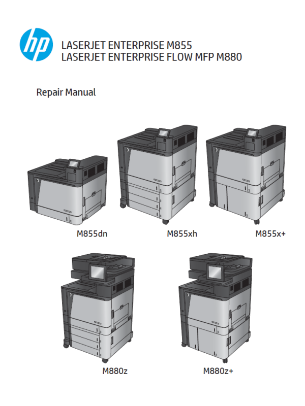Service manual HP Color LaserJet Enterprise M855 MFP M880 M855dn M855xh M855x M880z M880z