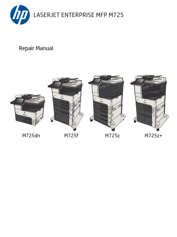Service manual HP LaserJet Enterprise MFP M725 M725dn M725f M725z M725z+