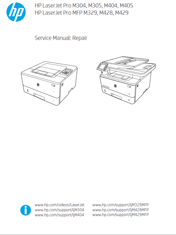 Service manual HP LaserJet Pro M304, M305, M404, M405 MFP M329, M428, M429