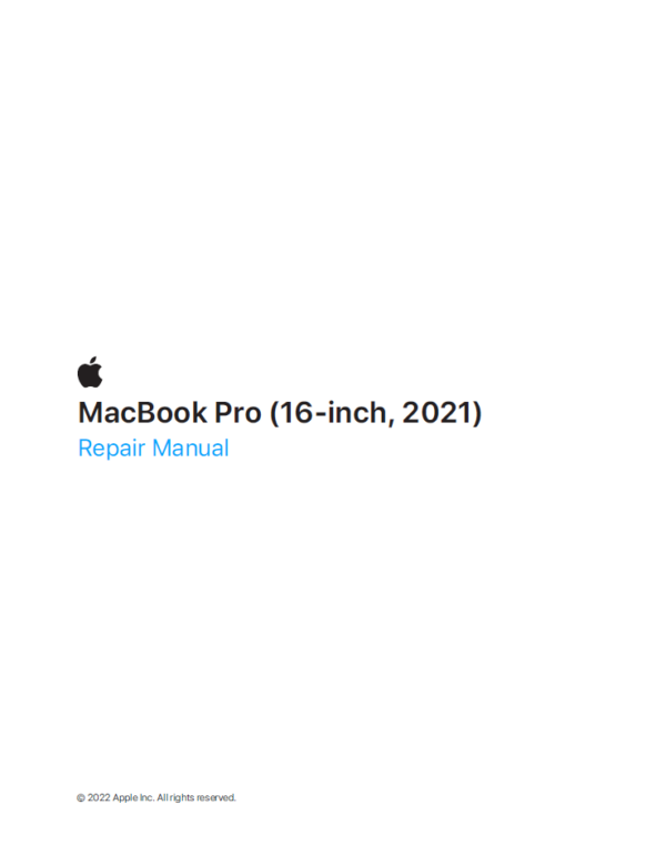 Service manual MacBook Pro (16-inch, 2021)