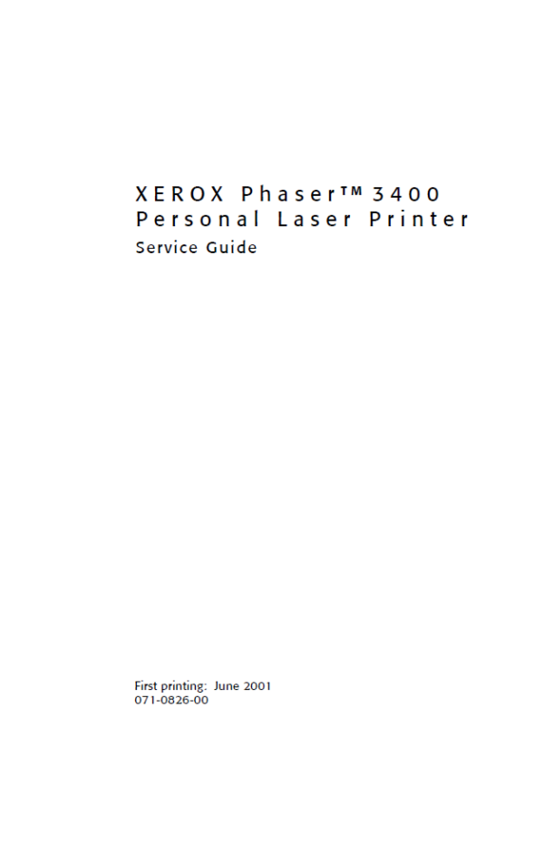 Service manual xerox Phaser 3400