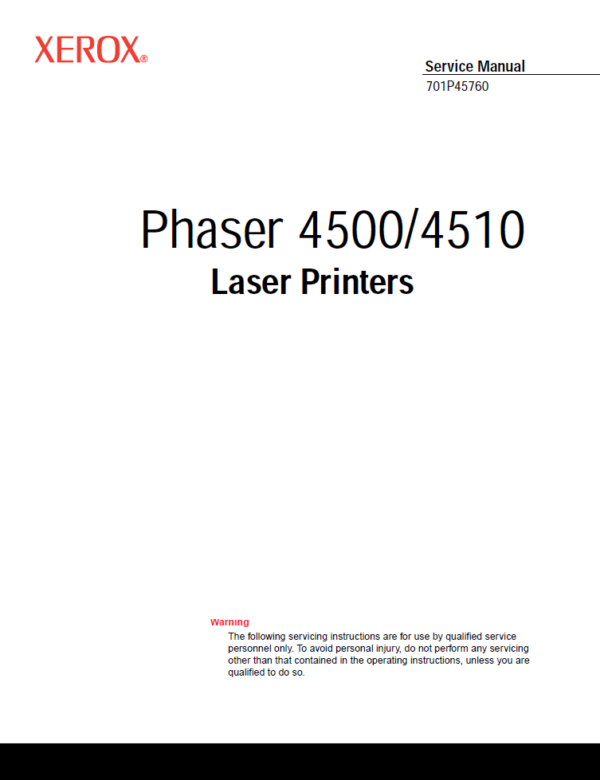 Service manual Xerox Phaser 4500 4510 Laser Printers