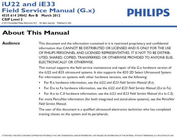 Service manual Philips iU22 and iE33
