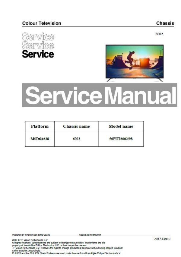Service manual PHILIPS 50PUT6002/98
