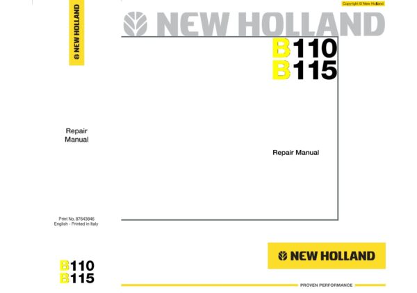 Repair Manual NEW HOLLAND B110, B115