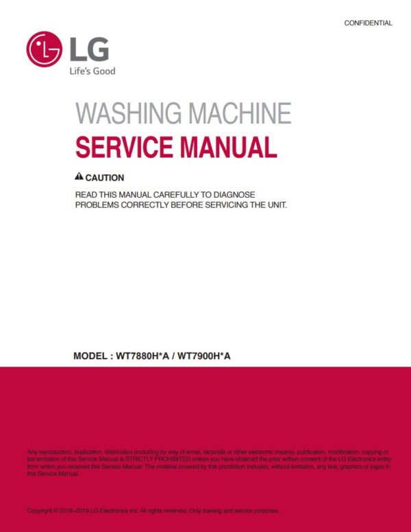 Service manual LG WT7880HWA, WT7900HBA, WT7880H*A, WT7900H*A
