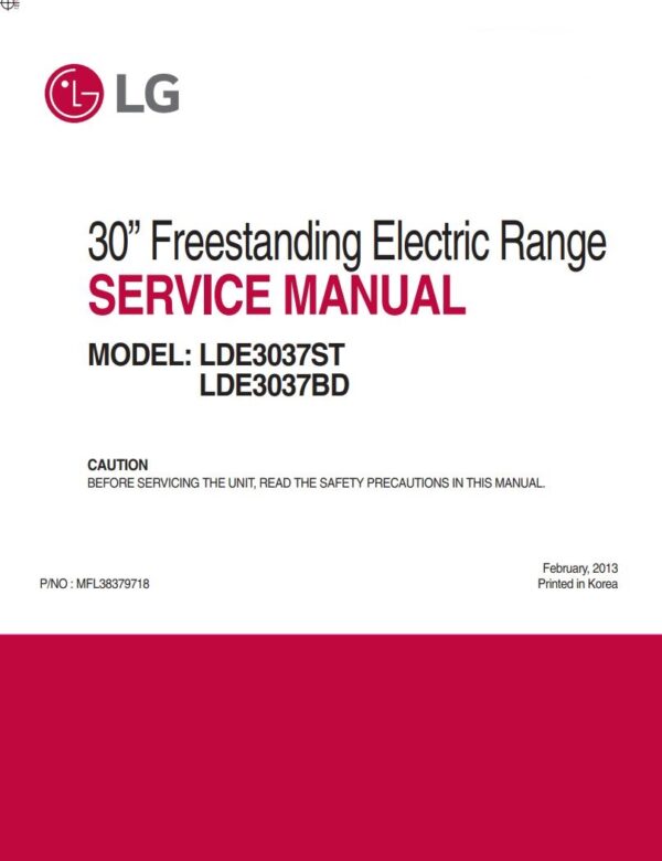 Service manual LG LDE3037ST, LDE3037BD