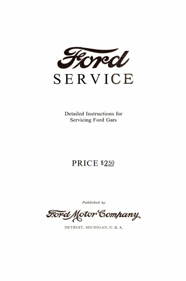 Service Manual Ford Model T 1908 to 1927