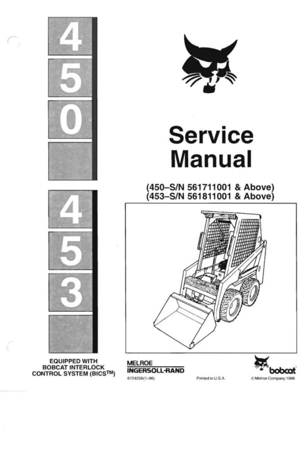Service manual Bobcat 450, 453 Skid Steer Loader