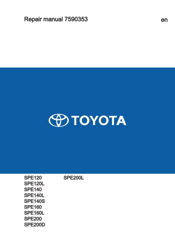 Service manual Toyota SPE120, SPE120L, SPE140, SPE140L, SPE140S, SPE160, SPE160L, SPE200, SPE200D, SPE200L