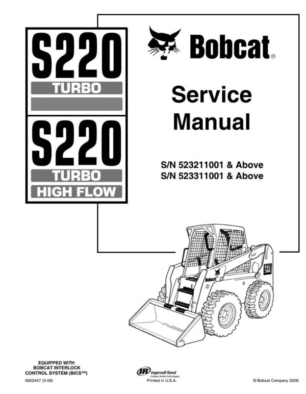 Service manual Bobcat S220 Skid Steer Loader