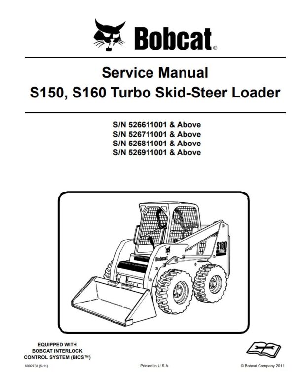 Service manual Bobcat S160, S150 Skid Steer Loader