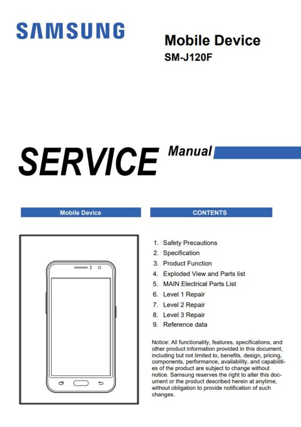 Service manual Samsung Galaxy J1 (2016) (SM-J120F)