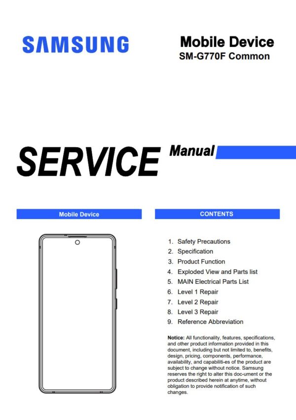Service manual Samsung Galaxy S10 Lite (SM-G770F)