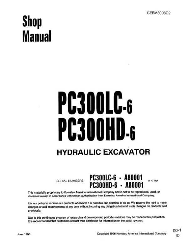Service manual Komatsu PC300LC-6, PC300HD-6 | CEBD3006C2