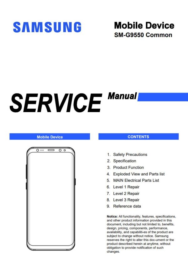 Service manual Samsung Galaxy S8+ (SM-G9550)