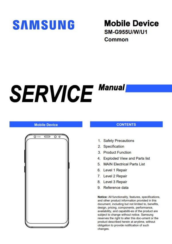 Service manual Samsung Galaxy S8+ (SM-G955U, SM-G955W, SM-G955U1)