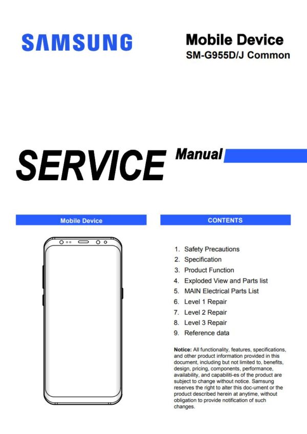 Service manual Samsung Galaxy S8+ Plus (SM-G955D, SM-G955J)