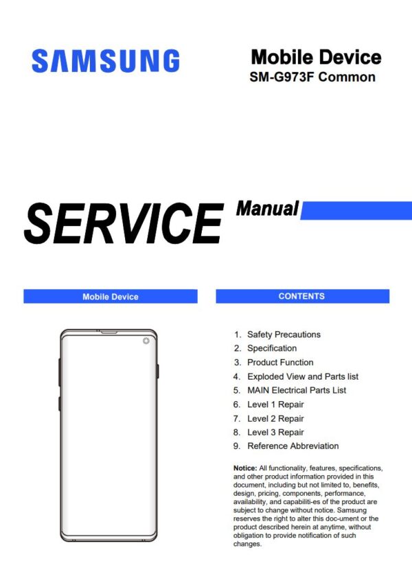 Service manual Samsung Galaxy S10 (SM-G973F)