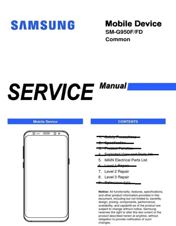 Service manual Samsung Galaxy S8 (SM-G950F)