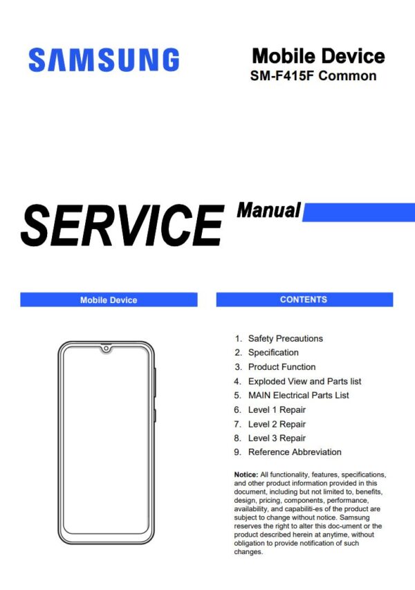 Service manual Samsung Galaxy F41 (SM-F415F)