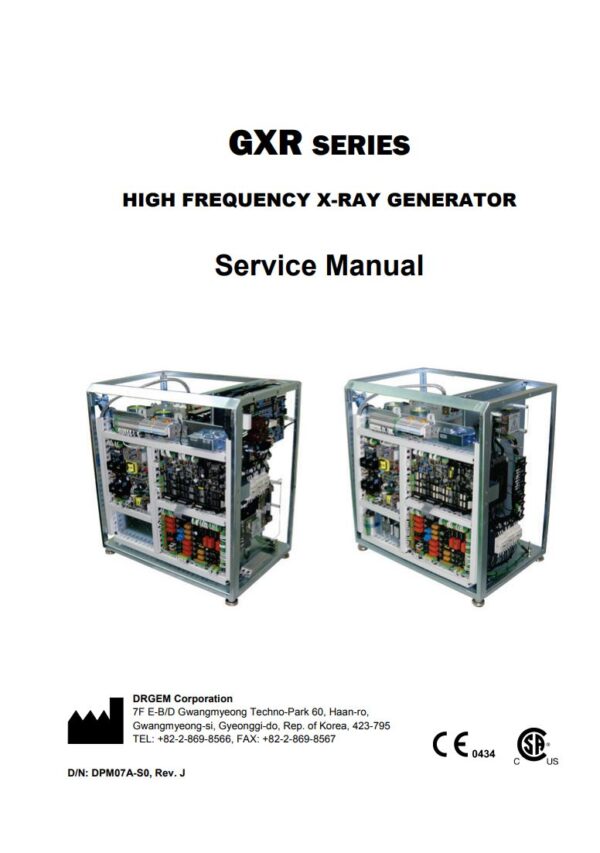 Service manual DRGEM GXR Series, High frequency X-ray generator.