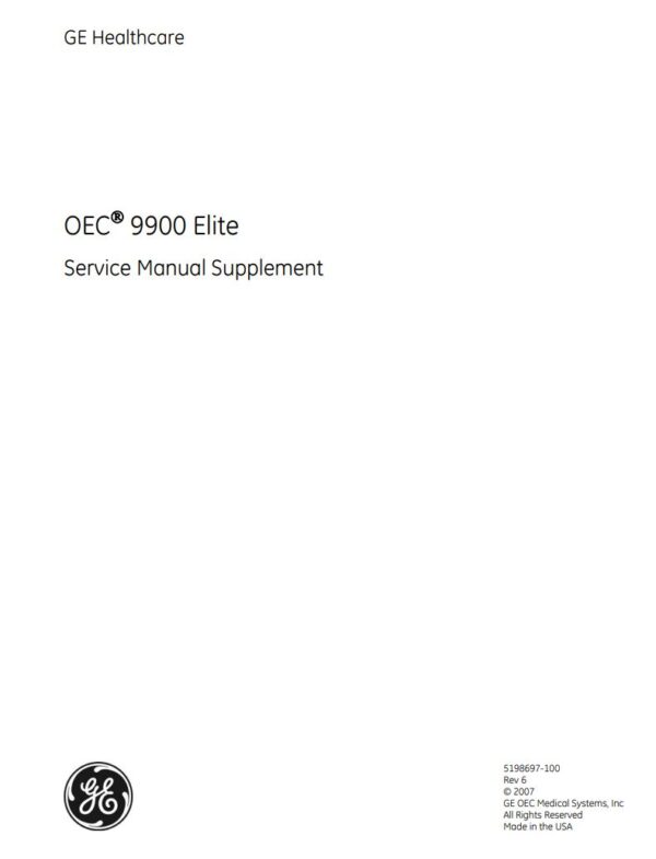 Service manual GE OEC 9900 Elite