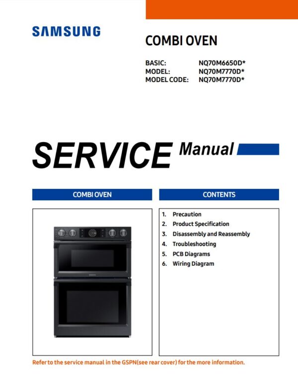 Service manual SAMSUNG NQ70M6650DS, NQ70M7770DSAA, NQ70M6650D, NQ70M7770D, NQ70M7770D