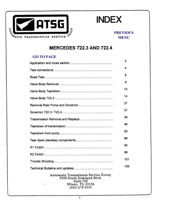 Service manual ATSG Mercedes 722.4 and 722.3