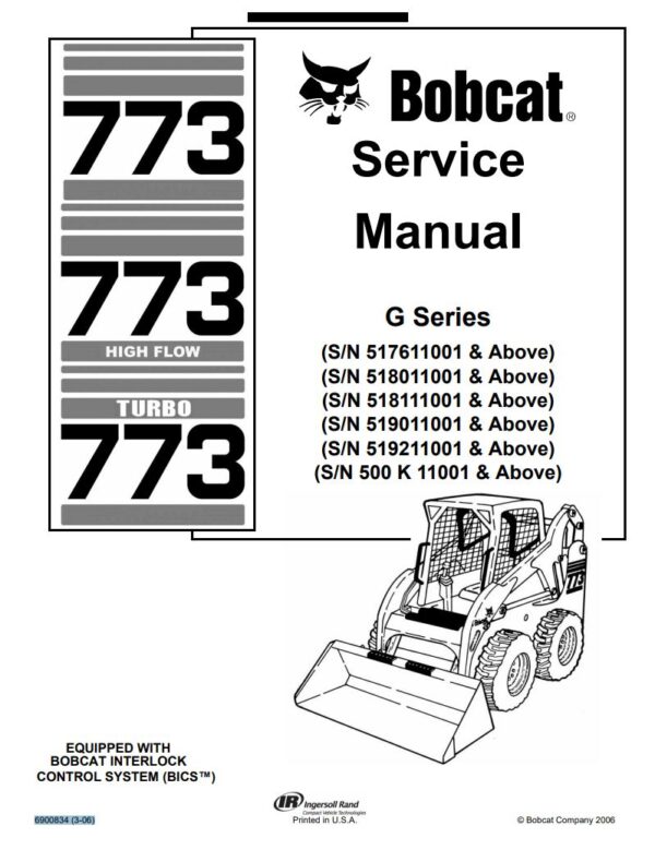 Service manual Bobcat Skid Steer 773