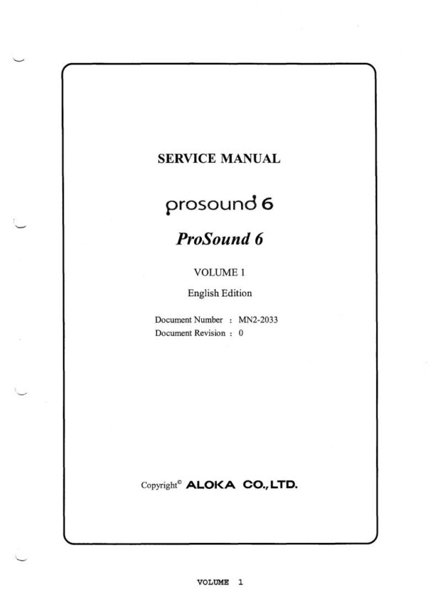 Service manual Aloka ProSound 6