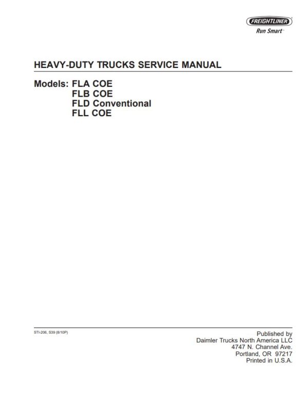 Service manual Freightliner FLA COE, FLB COE, FLL COE, FLD Conventional, Heavy Duty Truck
