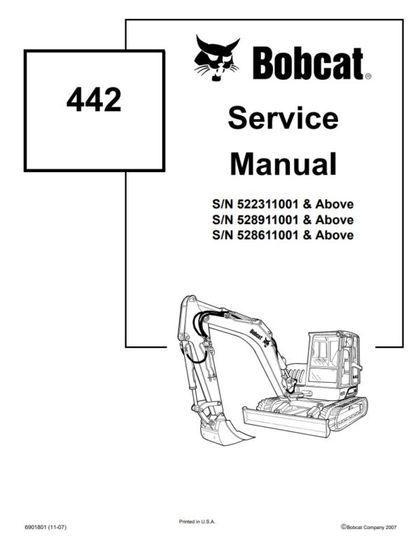 Service manual Bobcat 442 Mini Excavator