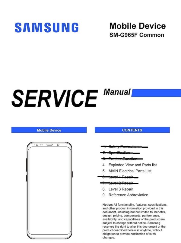 Service manual Samsung Galaxy S9+ Plus (SM-G965F)