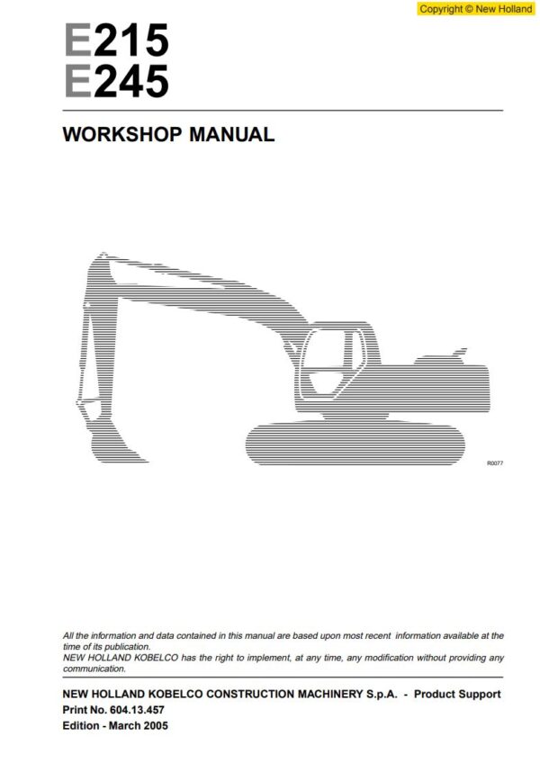 Service manual New Holland E215, E245 Excavators