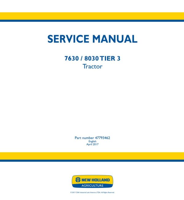 Service manual New Holland 7630, 8030 Tractor