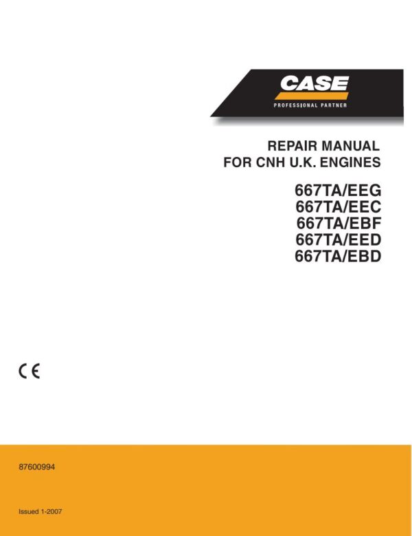 Service manual CASE New Holland 667TA/EEG, 667TA/EEC, 667TA/EBF, 667TA/EED, 667TA/EBD Engines