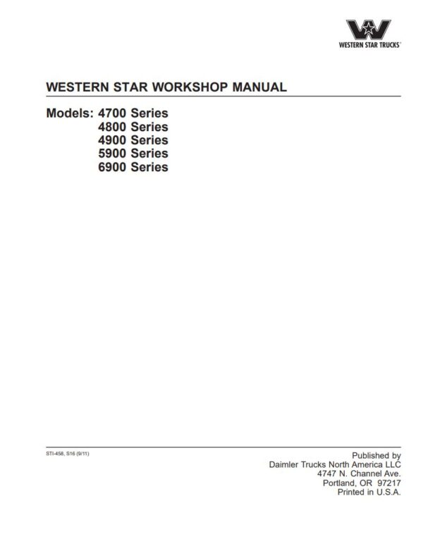 Service manual Western Star 4700, 4800, 4900, 5900, 6900 Series