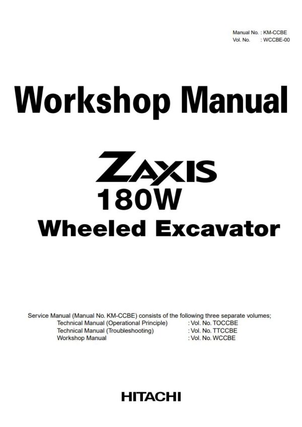 Service manual Hitachi ZAXIS 180W Wheeled Excavator