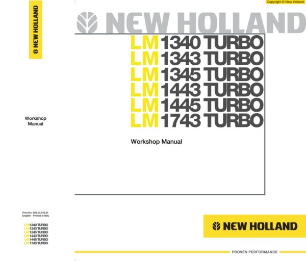 Service manual New Holland LM1340, LM1343, LM1345, LM1443, LM1445, LM1743 TURBO