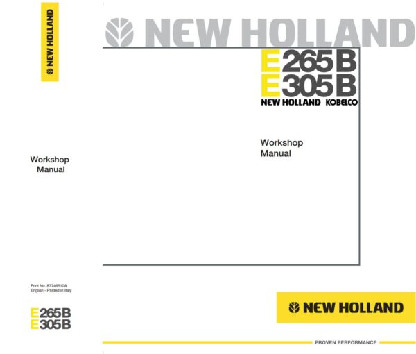 Service manual New Holland E265B, E305B Crawler Excavator