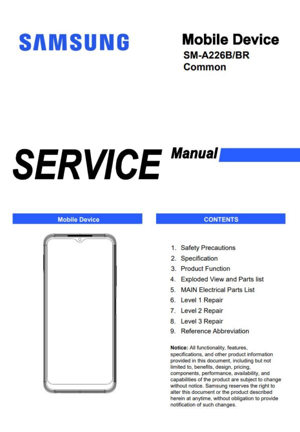 Service manual Samsung Galaxy A22 5G (SM-A226B, SM-A226BR)
