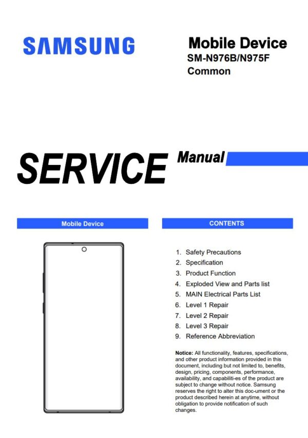 Service manual Samsung Galaxy Note 10+ Plus (SM-N976B, SM-N975F)
