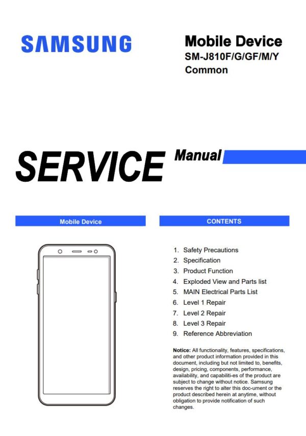 Service manual Samsung Galaxy J8 (SM-J810F, SM-J810G, SM-J810GF, SM-J810M, SM-J810Y)