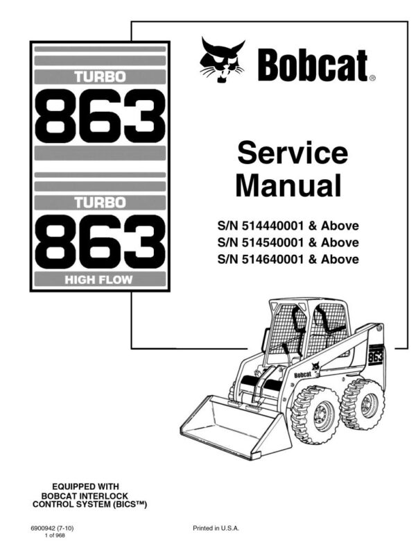 Service manual 2010 Bobcat 863 Turbo (514440001, 514540001, 514640001)