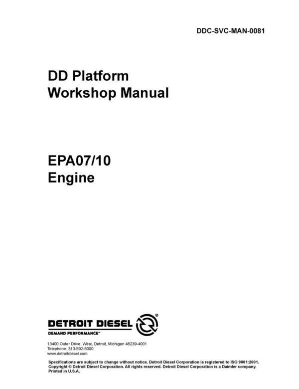 Service manual Detroit Diesel DD13, DD15, DD16, EPA07/10 Engine