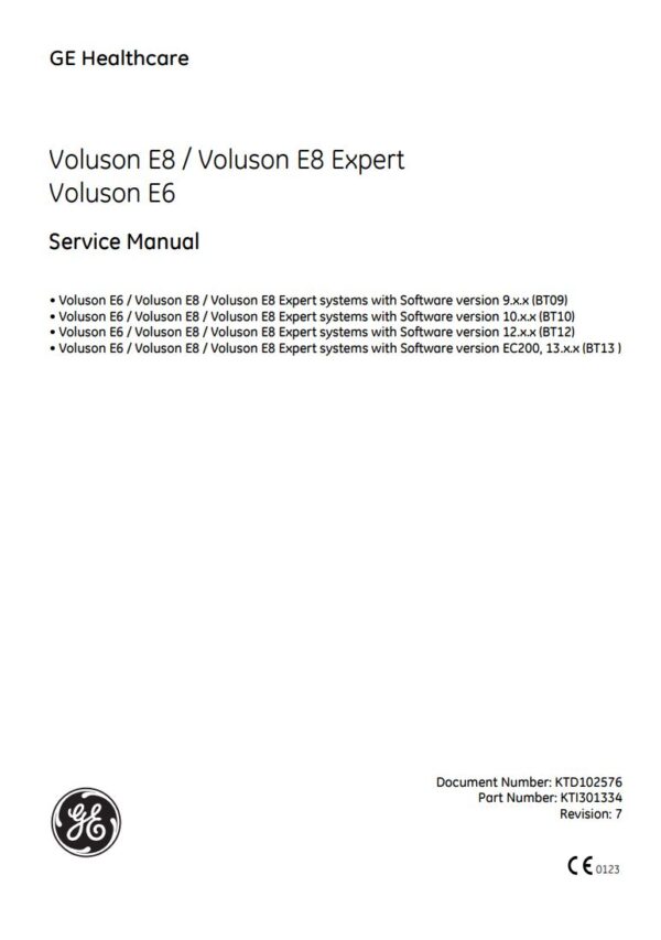 Service manual GE Voluson E8, E6, E8 Expert