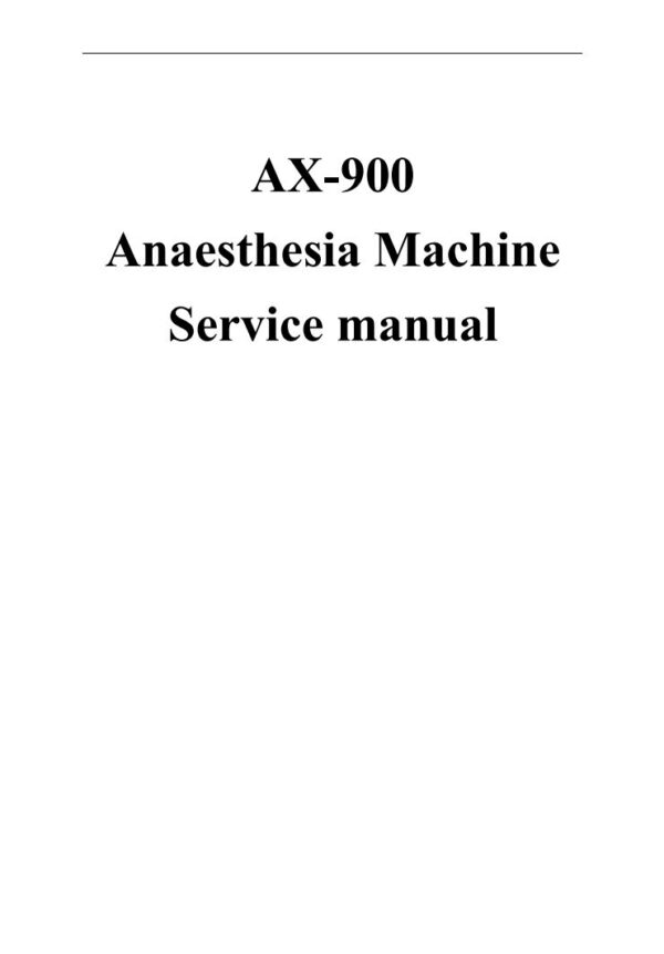 Service manual Comen AX-900 Anethesia Machine